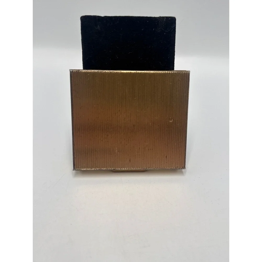 Vtg Pierced Earring Caddy Travel Case Black Enamel Gold Tone Compact Organizer